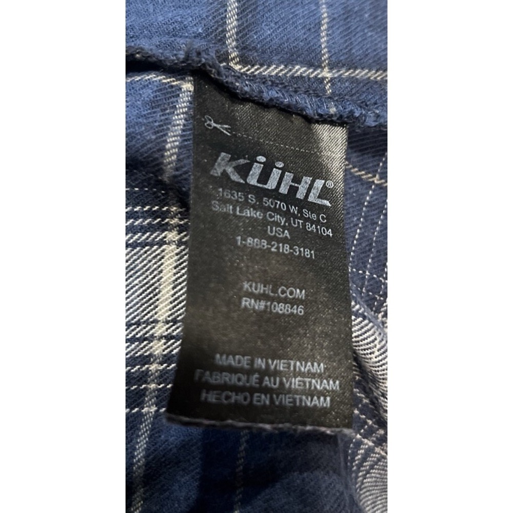 Kuhl Lowdown Shirt Mens Sz Medium Blue  Plaid Flannel Pearl Snap Western Outdoor - Picture 6 of 6